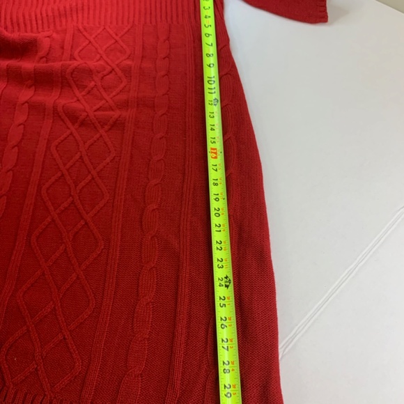 Cottagecore Sweater dress by, Pink Rose, size 1X long red cable knit - Picture 12 of 16